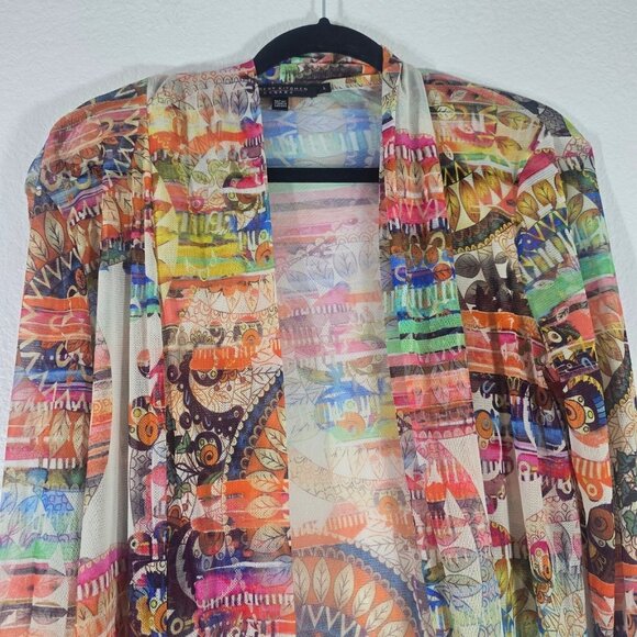Robert Kitchen Canada Sheer Cardigan Women Large Open Front Artsy Boho Hippie - Picture 2 of 10